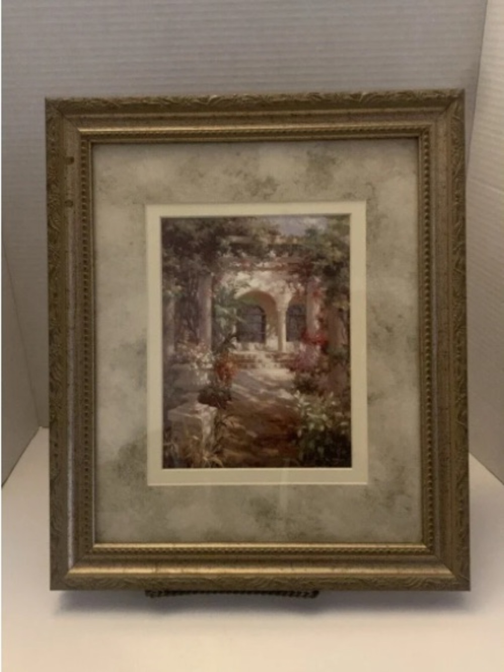 Framed Wall Art Print by Vail Oxley 12 3/4" x 15" COURTYARD SHADOWS 2X Matting